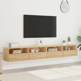 Mobili tv muro 2pz rovere sonoma 100x30x30 cm legno multistrato