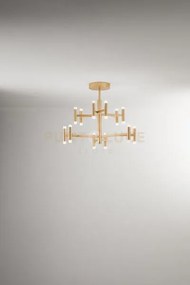 Lampadario  candles a soffitto in metallo e alluminio oro spazzolat...