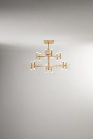 Plafoniera in metallo e alluminio oro candles led 68w 3000k cri?80...