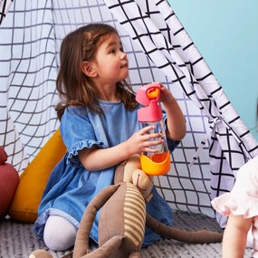 Bottiglia con cannuccia 450 ml – rosa/arancione