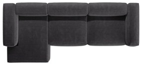 Divano angolare grigio scuro (con penisola a sinistra/con chaise lounge) con rivestimento in velluto a coste Bergamo – Cosmopolitan Design