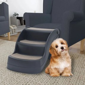 Scala Per Cani Pieghevole Con 3 Gradini Grigio Scuro /
