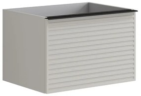 Mobile da bagno sotto lavabo Pixel stripes frontale grigio pastello e maniglia alluminio nero laccato opaco L 60 x H 40 x P 45.5 cm 2 cassetti, lavabo non incluso