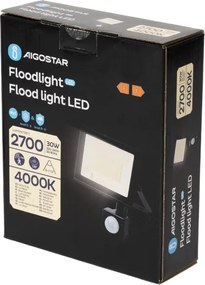 Aigostar - Proiettore LED con sensore, 30W, 230V, 4000K, IP65