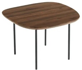Tavolino con piano sagomato in legno Tek e base in metallo - FLUX Small