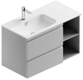 Mobile sottolavabo e lavabo Pull per vasca a sinistra grigio artico opaco in mdf L 90 x H 56 x P 46 cm 2 cassetti