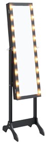 Specchio Autoportante con LED Nero 34x37x146 cm