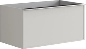 Mobile da bagno sospeso sotto lavabo Pixel frame 2 cassetti L 80 x H 40 x P 45.5 cm grigio pastello laccato opaco, con maniglia alluminio brillante