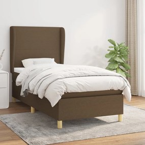 Giroletto A Molle Con Materasso Marrone Scuro 80x200 Cm Tessuto /