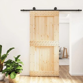 Porta Scorrevole Con Set Hardware 95x210 Cm Legno Massello Pino /