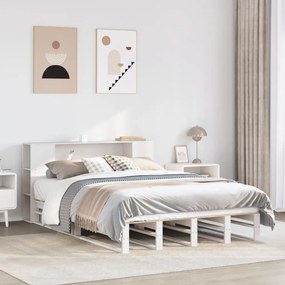 Letto libreria senza materasso bianco 140x200 cm legno massello