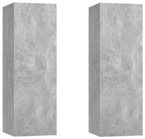 Mobili tv 2pz grigio cemento 30,5x30x90 cm legno multistrato