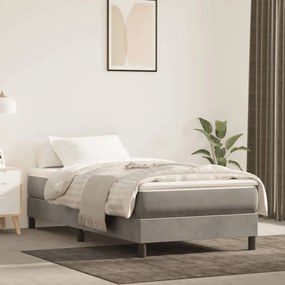 Materasso A Molle Grigio Chiaro 80x220x20 Cm İn Velluto /