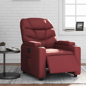 Poltrona Reclinabile Elettrica Rosso Vino İn Similpelle /