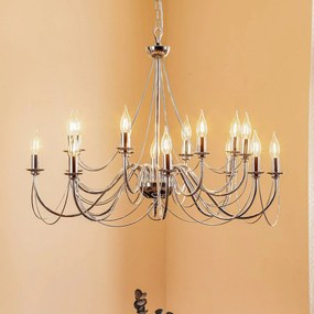Domiluce Lampadario retrò, 16 luci, cromato