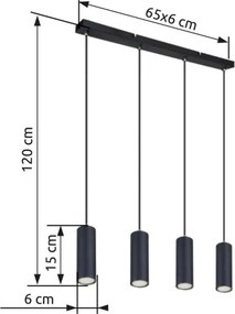 Globo 57911-4HB - Lampadario a sospensione con filo ROBBY 4xGU10/35W/230V nero