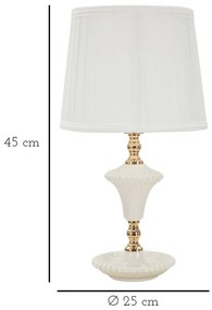 Lampada da tavolo bianca con paralume in tessuto (altezza 45 cm) Caserta - Mauro Ferretti