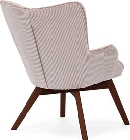 Poltrona rosa chiaro con rivestimento in velluto a coste Niko – Ropez