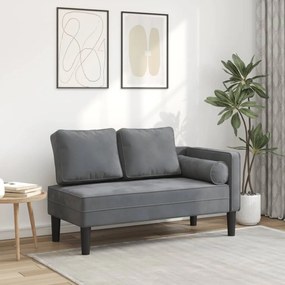 Chaise Longue Con Cuscini Grigio Scuro İn Velluto /
