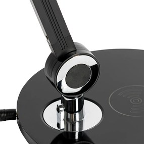 Lampada da tavolo di design nera con LED con sensore touch e ricarica a induzione - Don