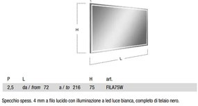 Specchio Filo Lucido 75x108 Con Illuminazione Led Bianco Fila75w108 Antonio Lupi