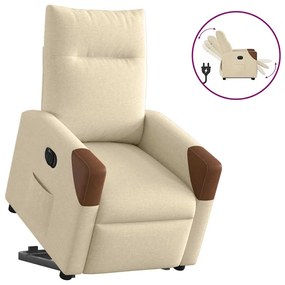 Poltrona Alzapersona Reclinabile Elettrica Crema İn Tessuto /