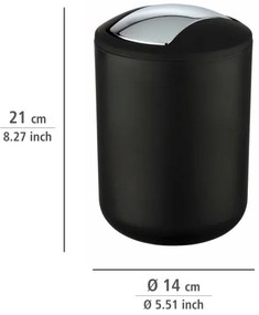 WENKO 21211100 - Cestino BRASIL 14x21 cm, nero/cromo lucido