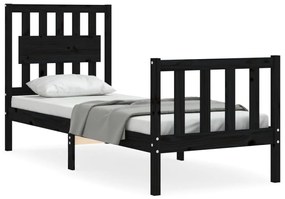 Giroletto con testiera nero 2ft6 small single in legno massello