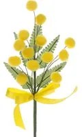 Set 24 Mimose Artificiali Pick con Fiocco Altezza 19 cm Giallo