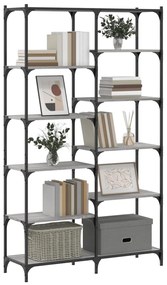 Libreria grigio sonoma 100x32x170 cm legno multistrato e ferro