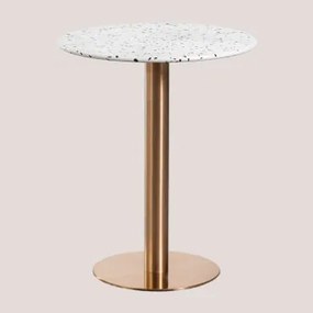Tavolo da bar rotondo in terrazzo (Ø60 cm) Malibu Bianco & Oro Rosa - Sklum