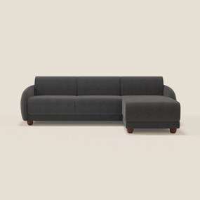 Giglio divano letto angolare con materasso alto 18 cm e penisola contenitore in morbido bouclé impermeabile T07 antracite