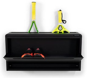 Scarpiera nera in metallo con ante ribaltabili/da parete 76x38x18 cm Sportiva – Spinder Design