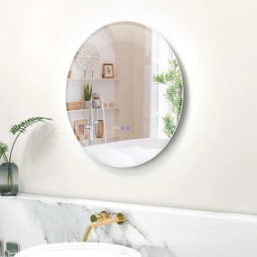 Costway Specchio da bagno con luci dimmerabili a 3 colori, interruttore touch, Specchio da trucco a parete impermeabile IP44