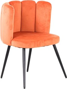 Sedia in velluto imbottita e gambe in metallo nero CAPRI Arancio