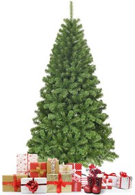 Costway Albero di Natale non illuminato 180 cm, Abete artificiale con cerniere e aghi in PVC di alta qualità