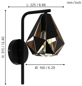 Eglo 43057 - Applique CARLTON 1xE27/60W/230V