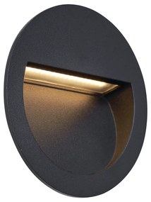 Lampada da parete moderna da incasso nera con LED IP65 - Gem
