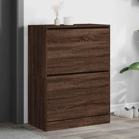 Scarpiera Con 2 Cassetti Ribaltabili Rovere Marrone 80x42x108cm /