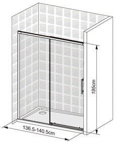 Porta doccia scorrevole Remix2 L 140 x H 195cm, Sp. 5 mm in vetro profilo cromo