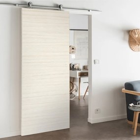 Porta scorrevole reversibile Oxford palissandro in mdf beige, L 93 x H 212 cm, con binario Loft Alluminio