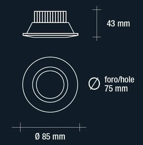 ALYS, Faretto incasso tondo COB led