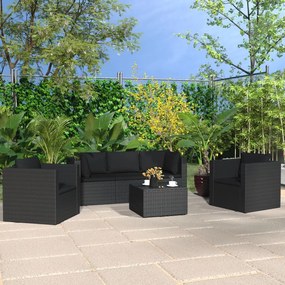 Set Divani da Giardino 4 pz con Cuscini in Polyrattan Nero