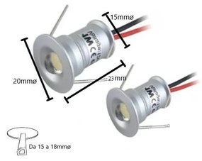 Kit 2 Faretti Segnapasso LED 1W - IP44 Colore Bianco Freddo 6.000K