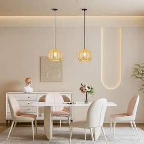 Immax 08258L - Lampadario a sospensione con filo PELO 1xE27/40W/230V diametro 30 cm rattan