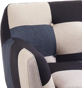 Divano in tessuto 132 cm patchwork blu LEVANTE 2 posti