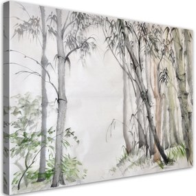 Quadro su tela, Foresta di alberi grigi dipinti  Dimensioni 90x60