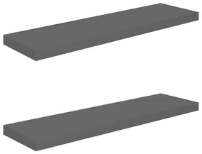 Scaffali a parete 2 pz grigio lucido 90x23,5x3,8 cm in mdf