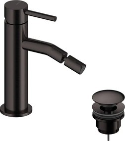 Rubinetto per bidet getto laminare cristallino LOOP SANYCCES nero spazzolato con piletta