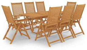 Set da pranzo da giardino 9 pz in legno massello di teak